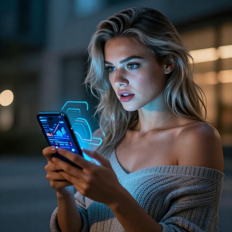 Женщина изучает аналитику и прогнозы на матчи НБА на смартфоне